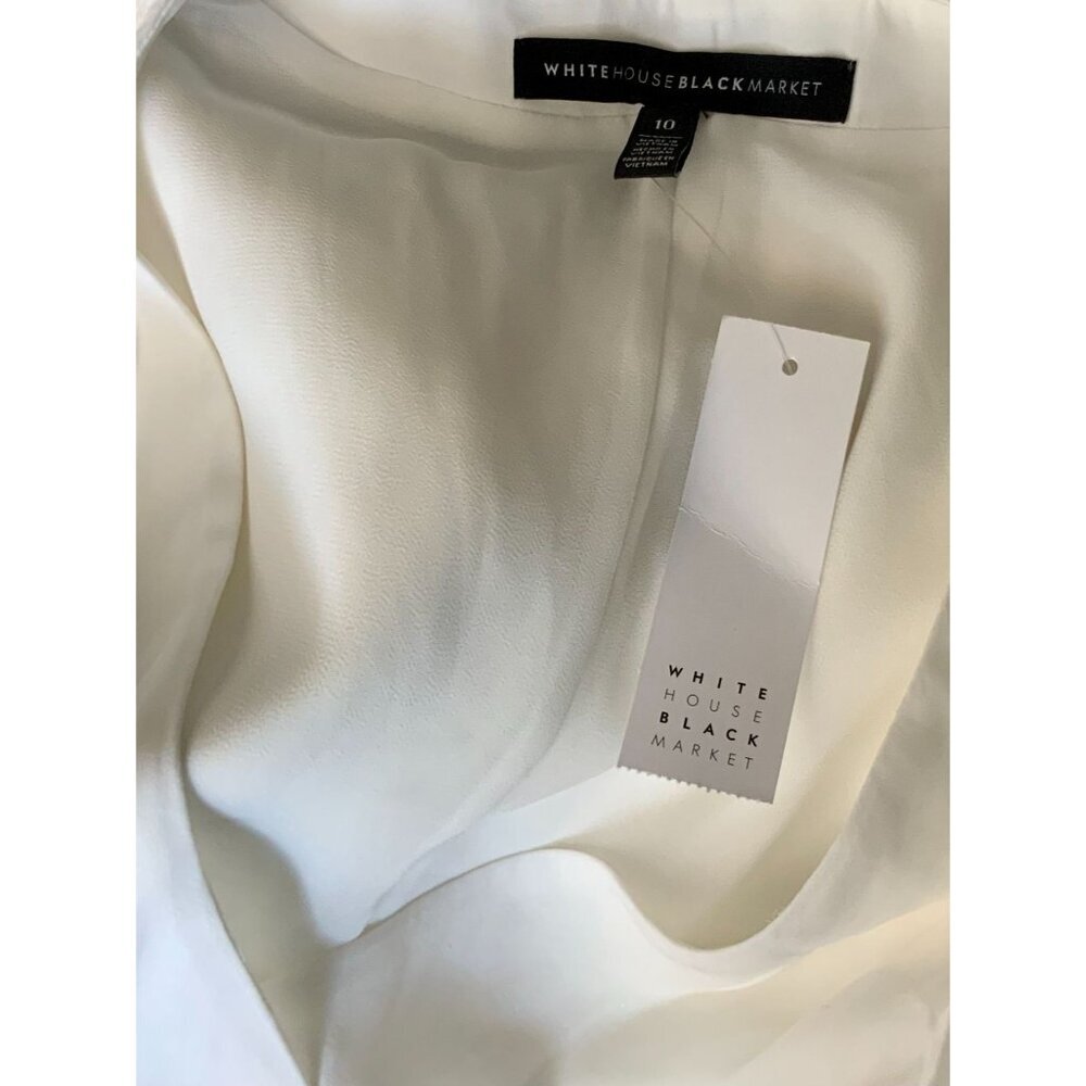 White House Black Market Ivory V-Neck Blouse - Picture 3 of 7